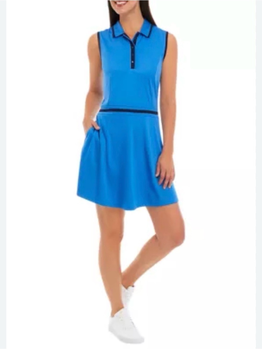Pro Tour Coolplay Sleeveless Essential Color Block Flounce Polo Golf Dress